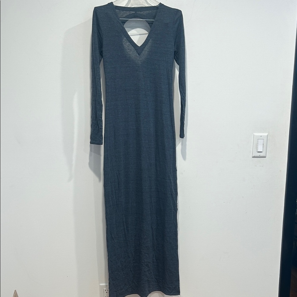 Chaser long sleeve open back V-Neck Maxi Dress triblend jersey medium
